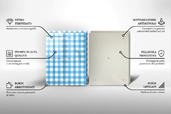 Protection plaque induction Motif à carreaux bleus et blancs