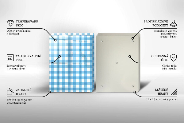 Protection plaque induction Motif à carreaux bleus et blancs