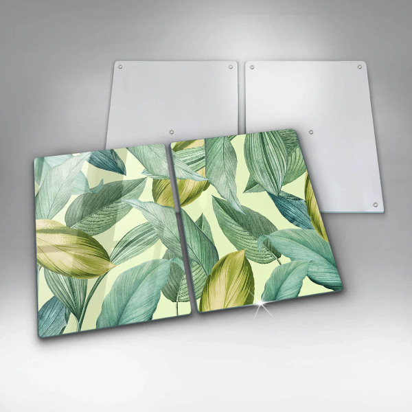 Protection plaque induction Feuilles tropicales vertes