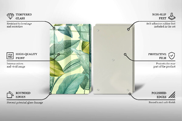 Protection plaque induction Feuilles tropicales vertes