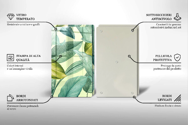 Protection plaque induction Feuilles tropicales vertes