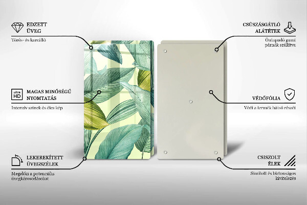 Protection plaque induction Feuilles tropicales vertes