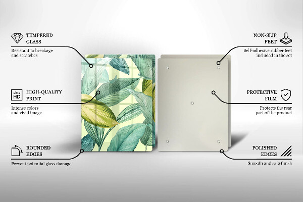 Protection plaque induction Feuilles tropicales vertes