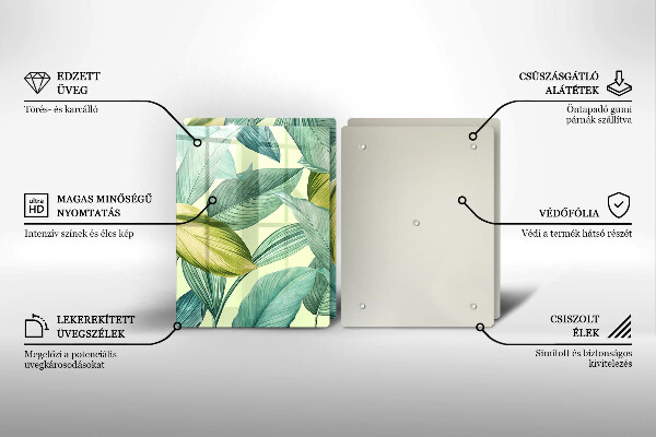 Protection plaque induction Feuilles tropicales vertes