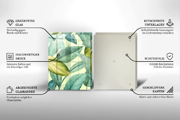 Protection plaque induction Feuilles tropicales vertes