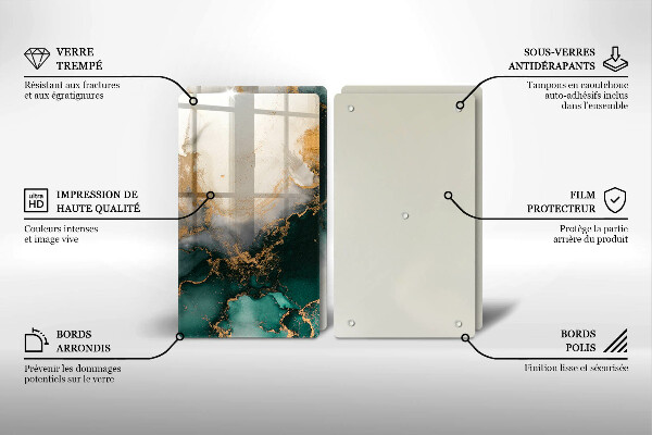 Protection plaque induction Marbre multicolore