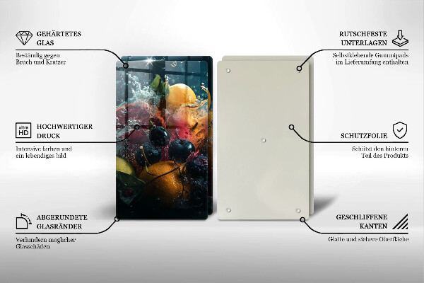 Protection plaque induction Fruits dans l'eau