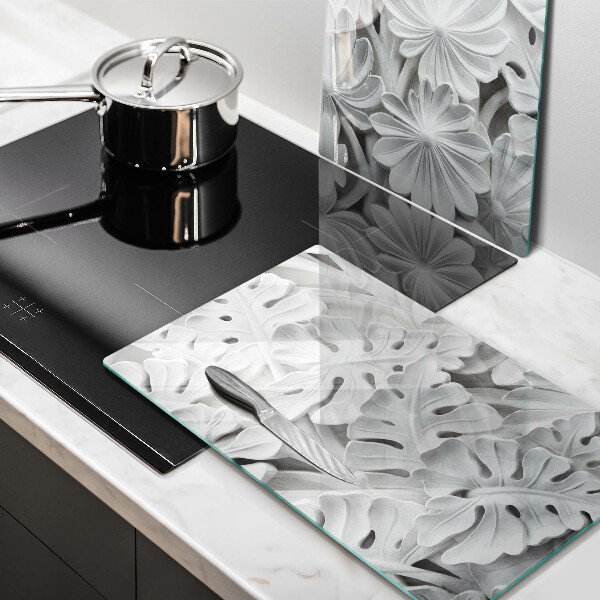 Protection plaque induction fleurs blanches