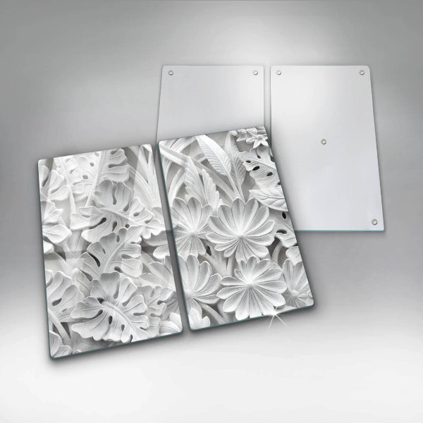 Protection plaque induction fleurs blanches