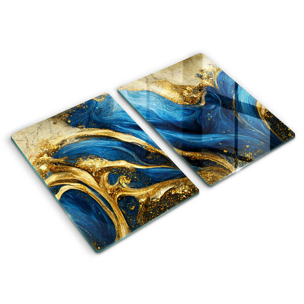 Protection plaque induction Marbre bleu et or