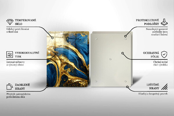 Protection plaque induction Marbre bleu et or