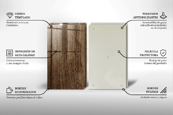 Protection plaque induction Texture du bois