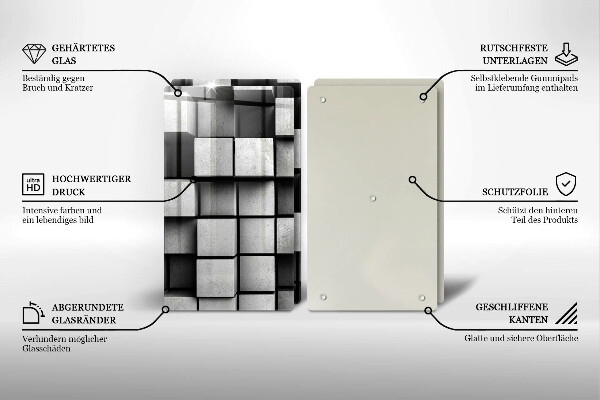 Cache plaque de cuisson Carrés 3D abstraits