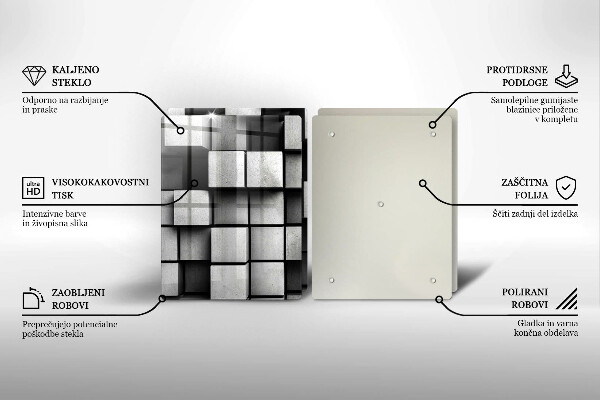 Cache plaque de cuisson Carrés 3D abstraits