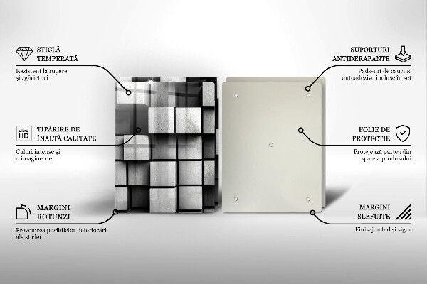 Cache plaque de cuisson Carrés 3D abstraits