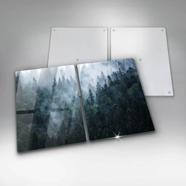 Protection plaque induction Arbres forestiers et brouillard