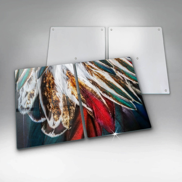 Cache plaque de cuisson Plumes d'oiseaux bohèmes