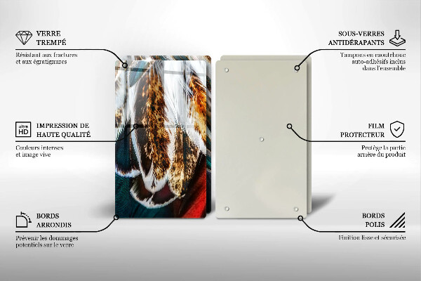 Cache plaque de cuisson Plumes d'oiseaux bohèmes