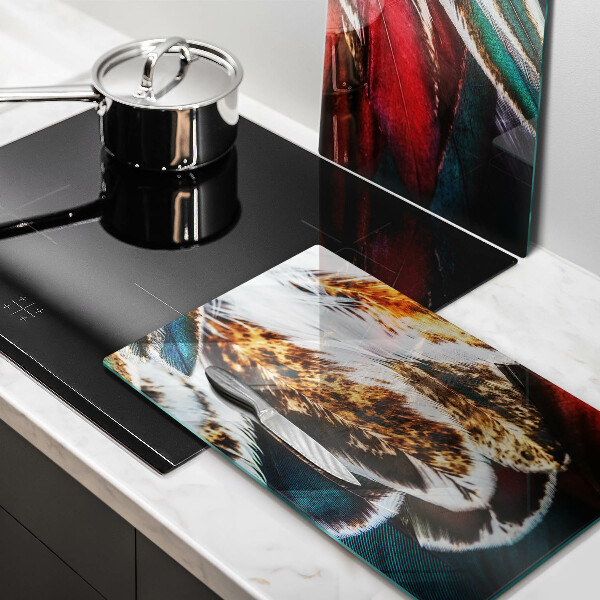 Cache plaque de cuisson Plumes d'oiseaux bohèmes