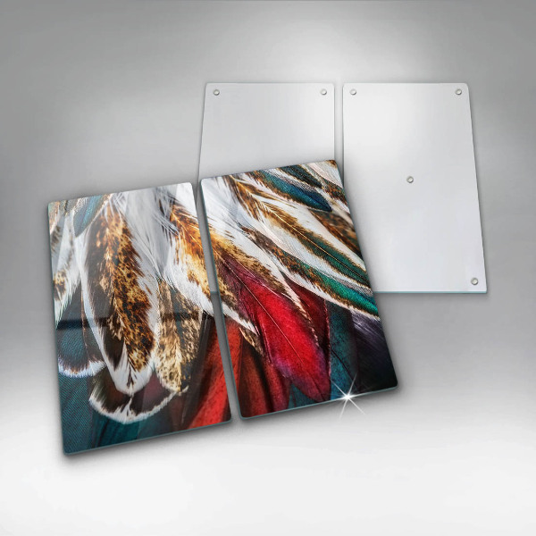 Cache plaque de cuisson Plumes d'oiseaux bohèmes