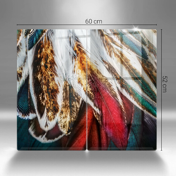 Cache plaque de cuisson Plumes d'oiseaux bohèmes