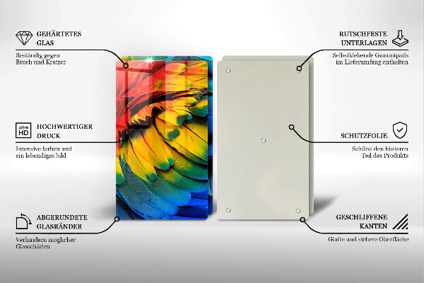 Protection plaque induction Plumes de perroquet colorées