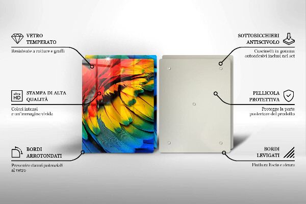 Protection plaque induction Plumes de perroquet colorées