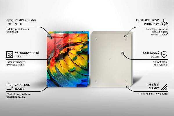 Protection plaque induction Plumes de perroquet colorées