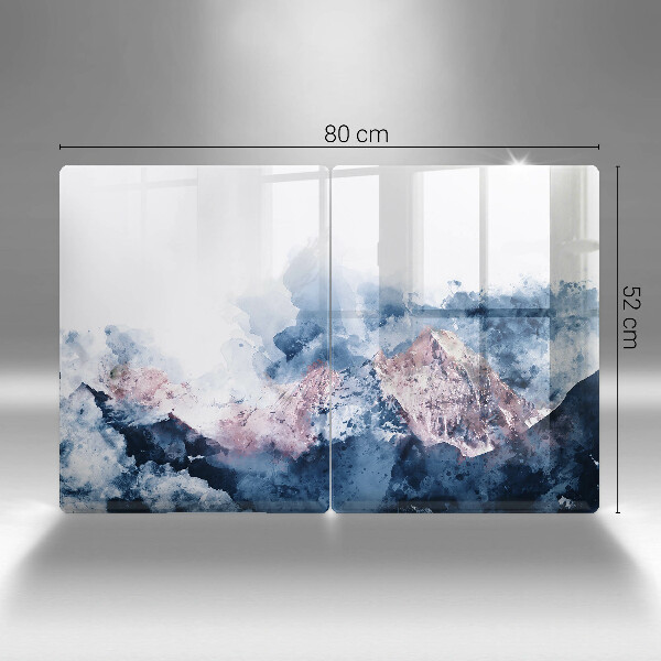 Protection plaque induction Montagnes peintes abstraites