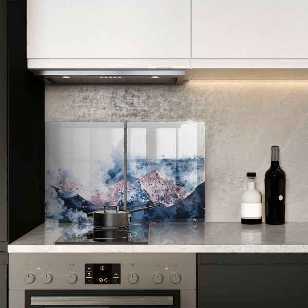 Protection plaque induction Montagnes peintes abstraites