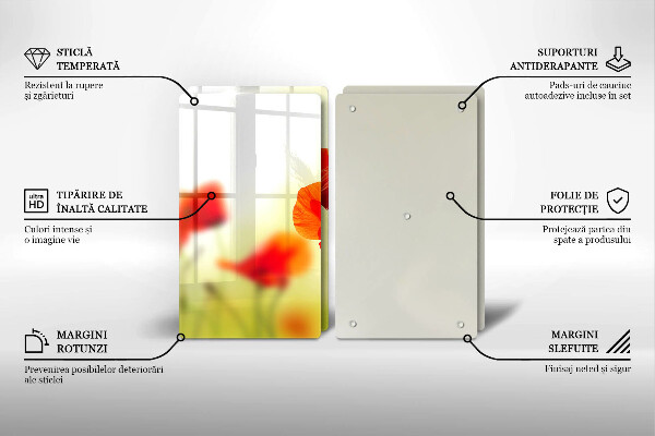 Cache plaque de cuisson Fleurs de coquelicots rouges