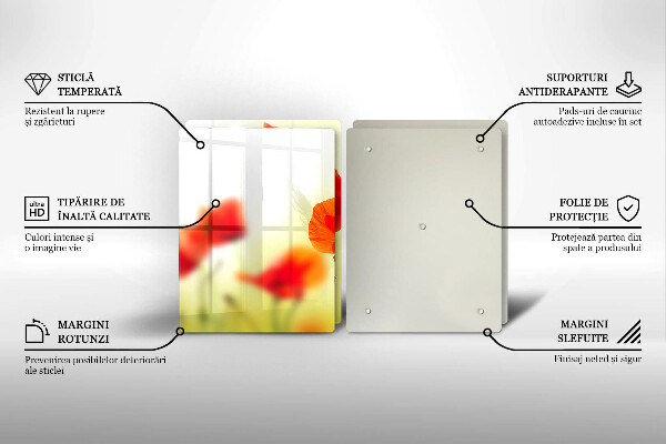 Cache plaque de cuisson Fleurs de coquelicots rouges