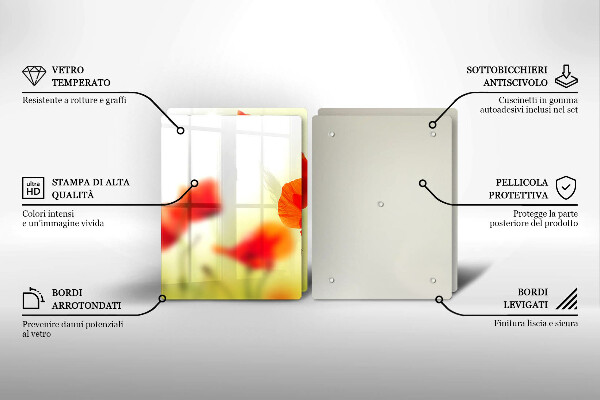 Cache plaque de cuisson Fleurs de coquelicots rouges