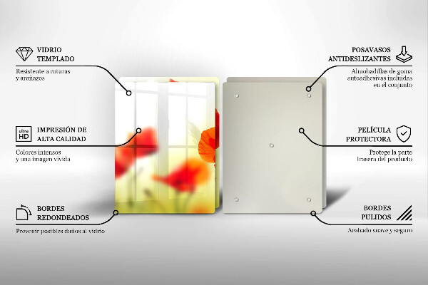 Cache plaque de cuisson Fleurs de coquelicots rouges