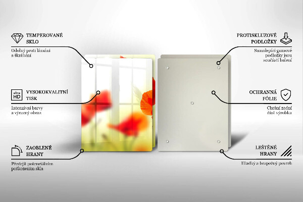 Cache plaque de cuisson Fleurs de coquelicots rouges