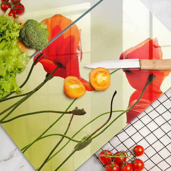 Cache plaque de cuisson Fleurs de coquelicots rouges