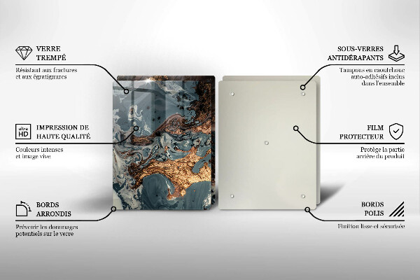 Protection plaque induction Structure rocheuse dorée