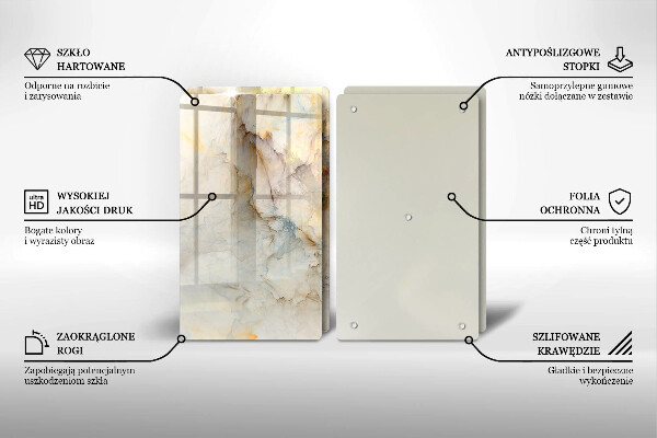 Protection plaque induction Texture de marbre avec de l'or