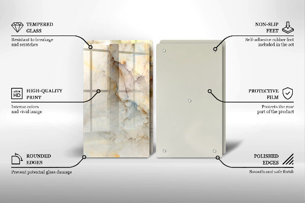 Protection plaque induction Texture de marbre avec de l'or