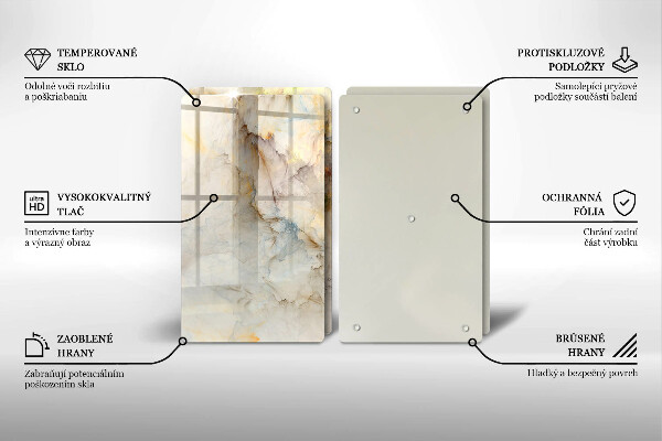 Protection plaque induction Texture de marbre avec de l'or