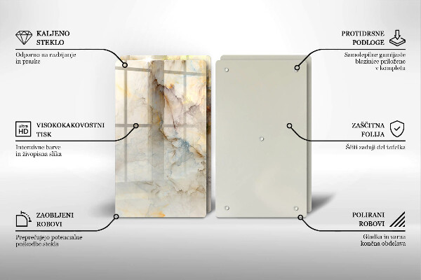 Protection plaque induction Texture de marbre avec de l'or