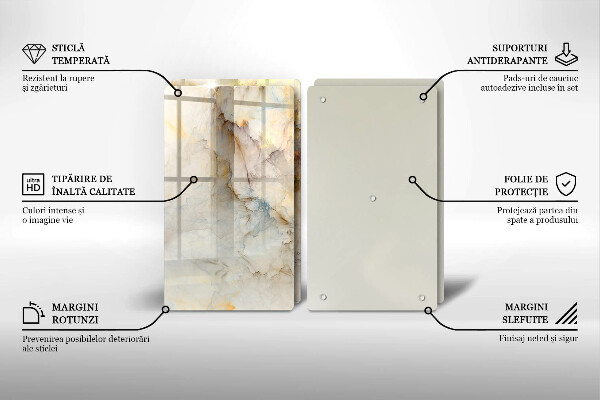 Protection plaque induction Texture de marbre avec de l'or