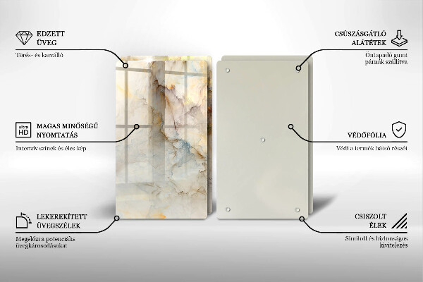 Protection plaque induction Texture de marbre avec de l'or