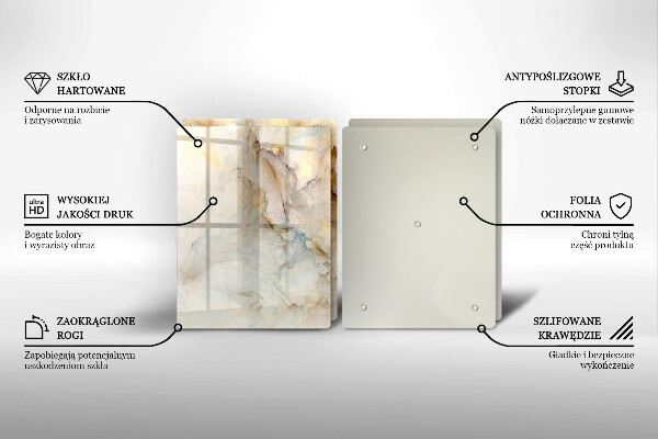 Protection plaque induction Texture de marbre avec de l'or