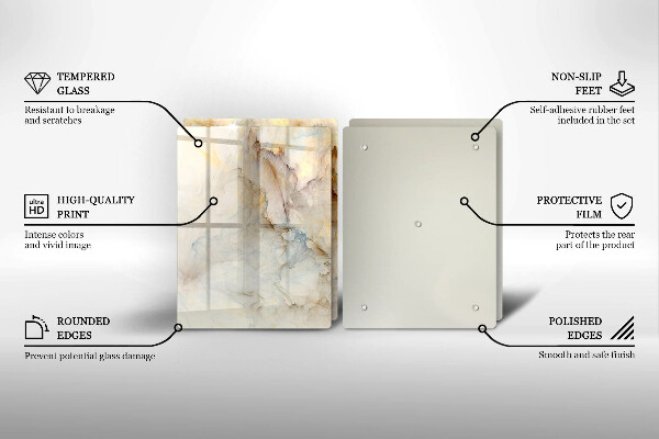 Protection plaque induction Texture de marbre avec de l'or