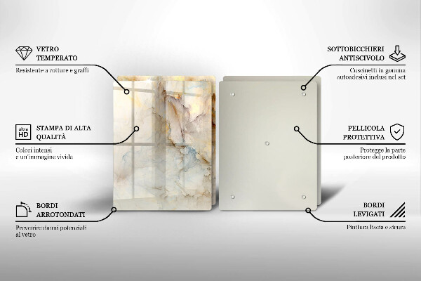 Protection plaque induction Texture de marbre avec de l'or