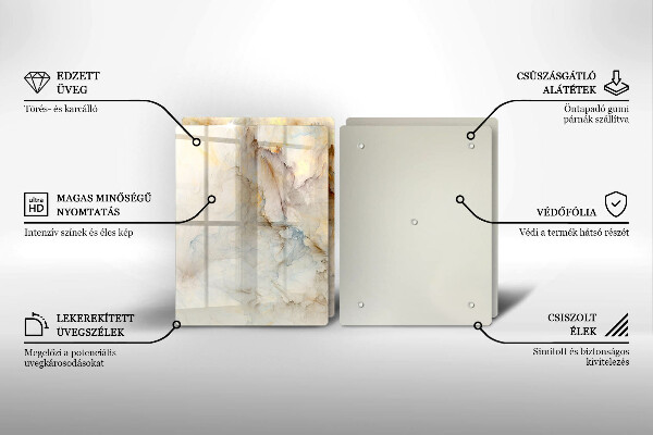 Protection plaque induction Texture de marbre avec de l'or