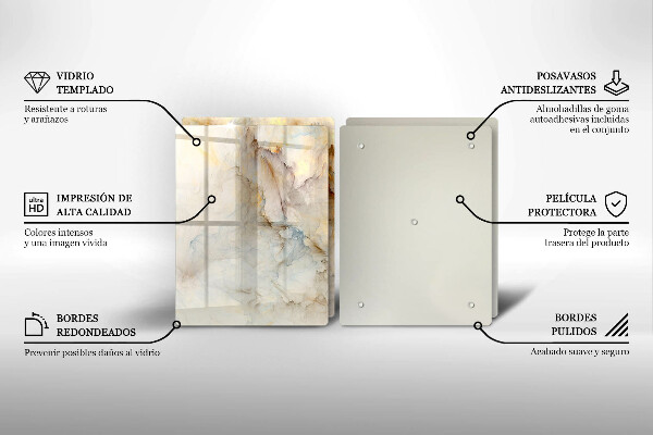 Protection plaque induction Texture de marbre avec de l'or