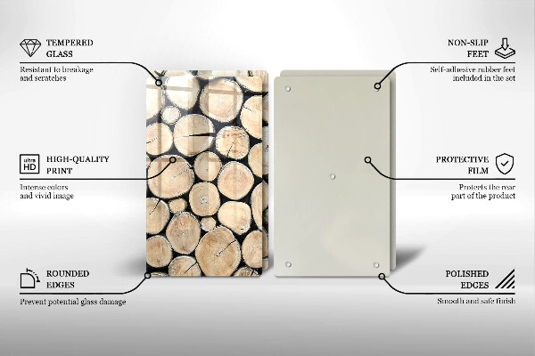 Cache plaque de cuisson Troncs d'arbres en bois