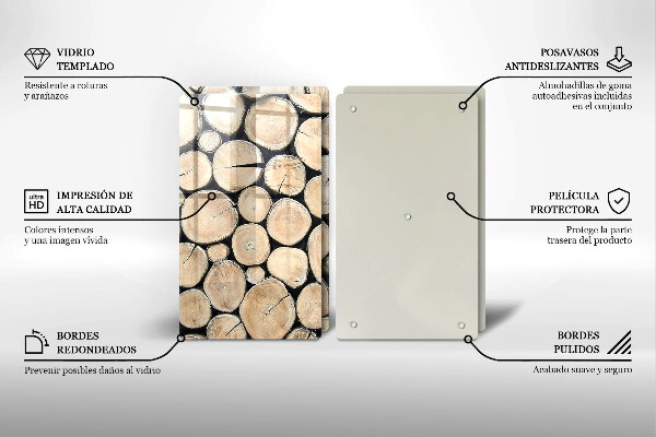 Cache plaque de cuisson Troncs d'arbres en bois